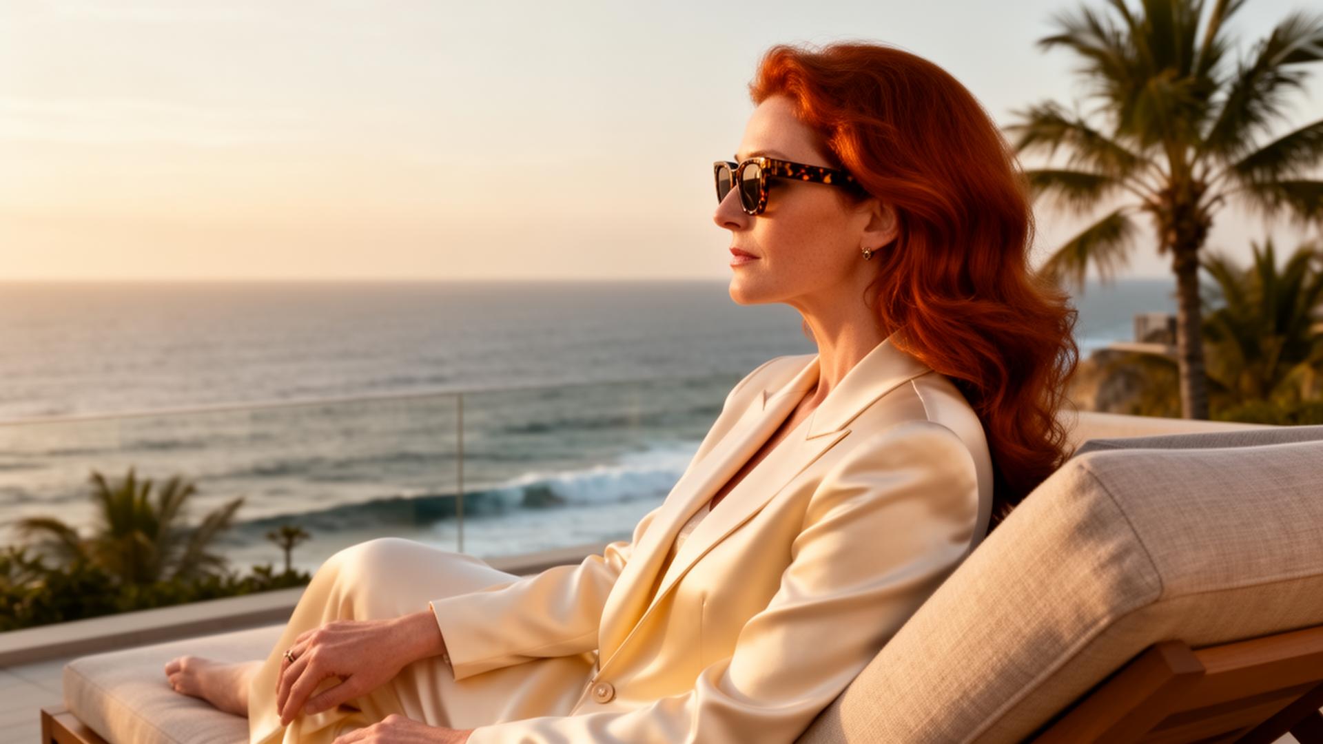 Renewal lifestyle — a private clifftop terrace at golden hour